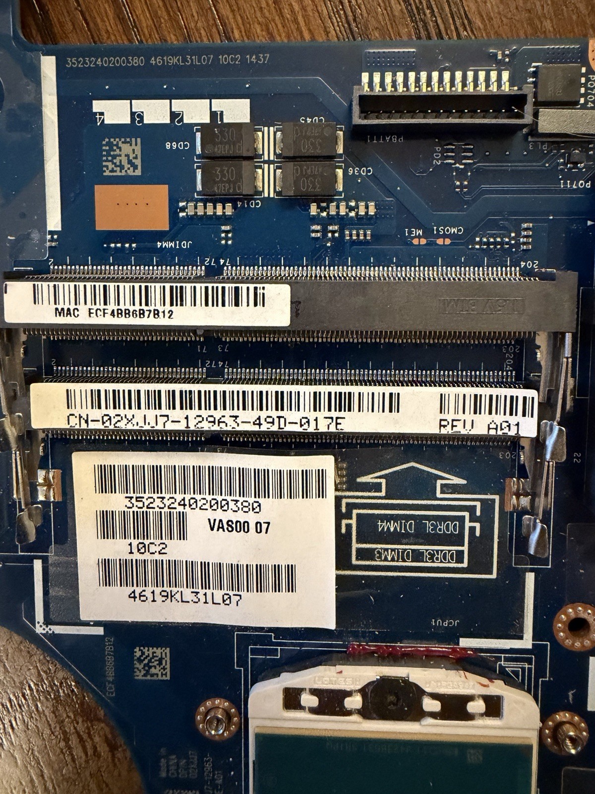 Alienware P18E Motherboard VAS00 07 LA-9331P Intel DDR4 DIMM 2 Slots