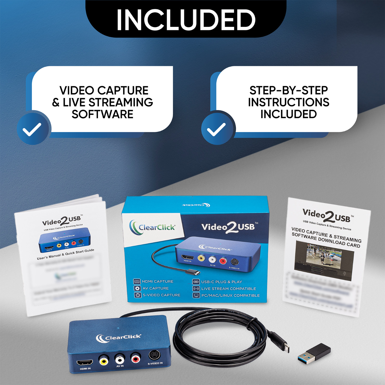 ClearClick Video To USB 1080P HDMI RCA AV Video Capture & Live Streaming Device