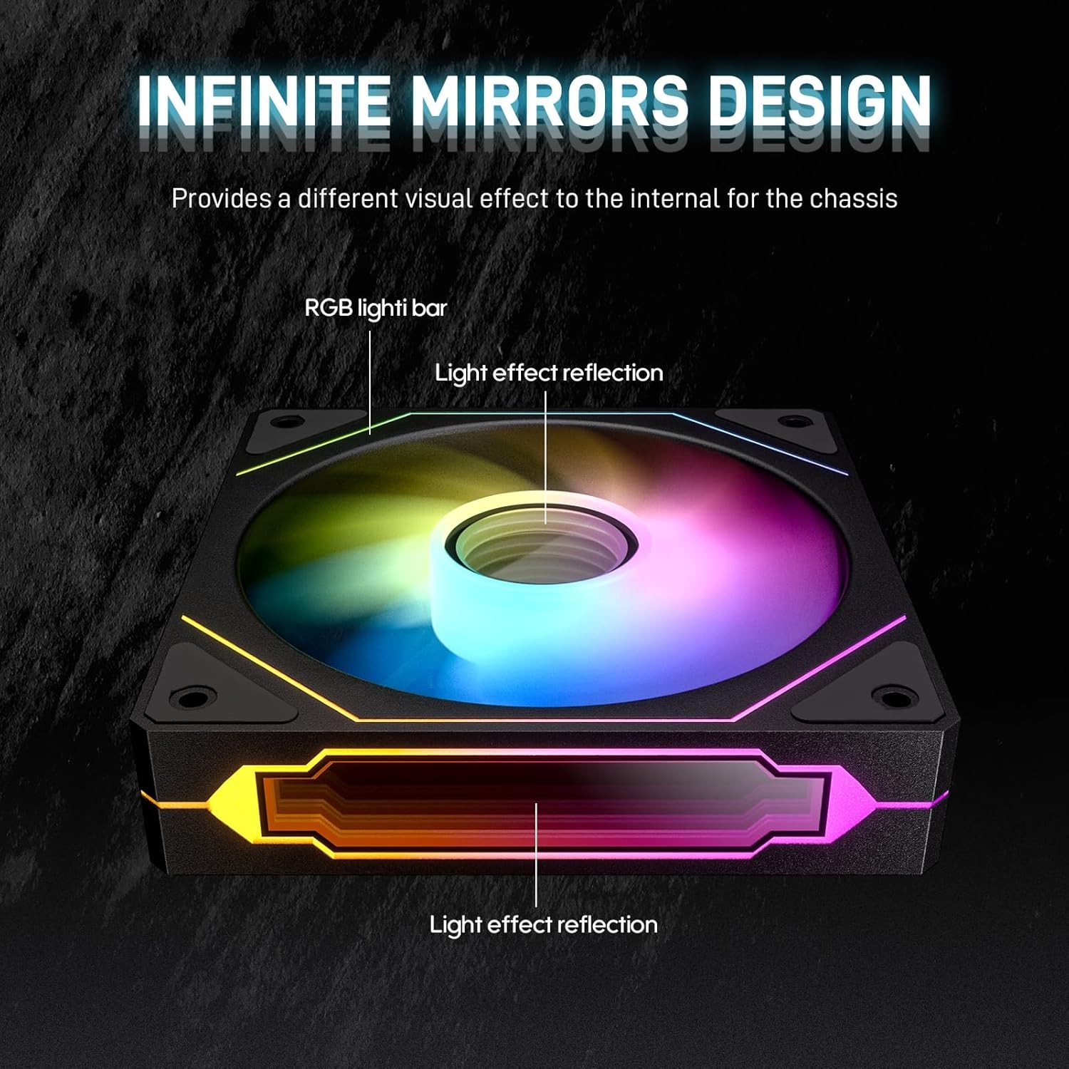 DARKROCK F120 6-Pack 120mm Infinite Mirror Case Fans – Black