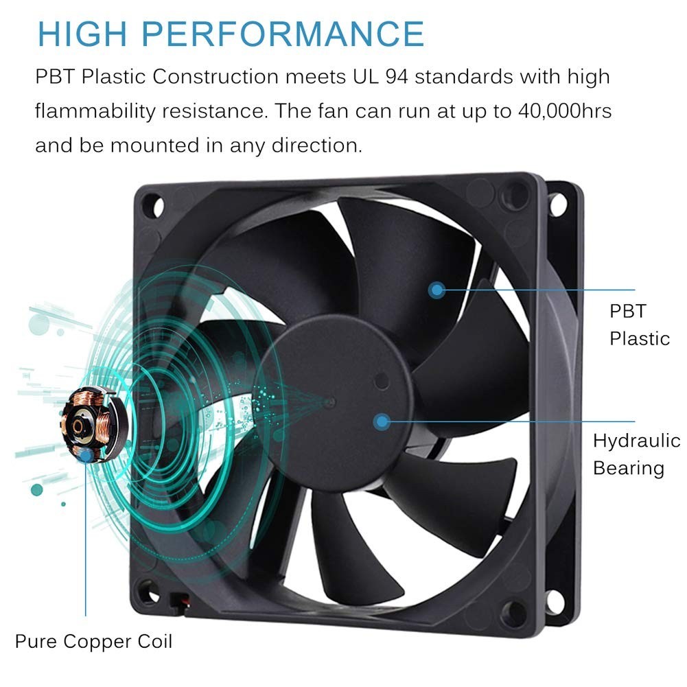 Durable 12V 80mm Brushless Fan with 2-Pin Connector – Ideal for Power Supplies