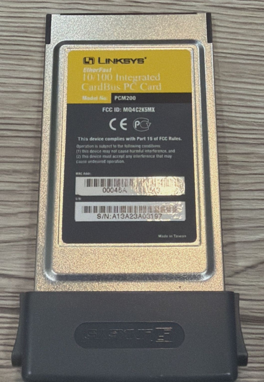 Linksys PCM200 EtherFast 10/100 Integrated CardBus PC Card Adapter w/ Cable