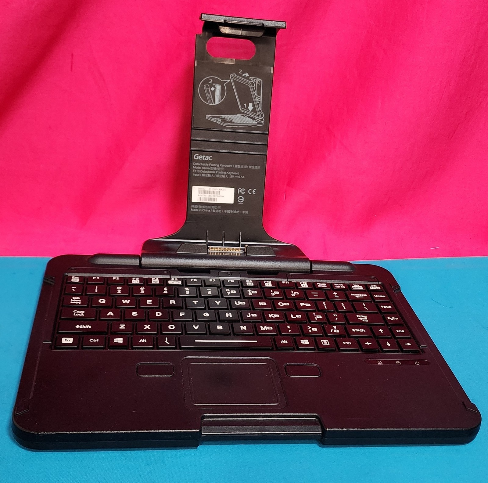 Getac F110 Detachable Folding Keyboard P/N 53108748001 Black QWERTY Refurbished