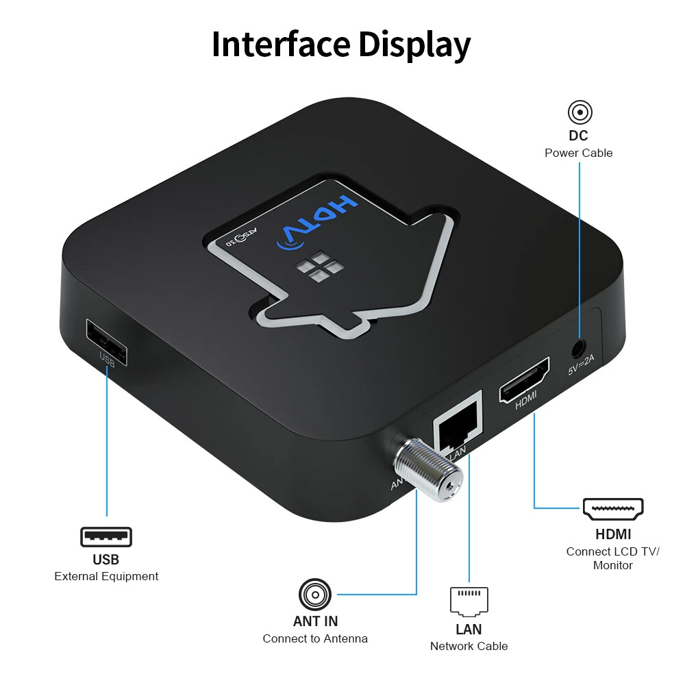 ATSC 3.0/1.0 4K 2160p Over-the-air Digital Tuner DVR Recorder TV Streaming Box