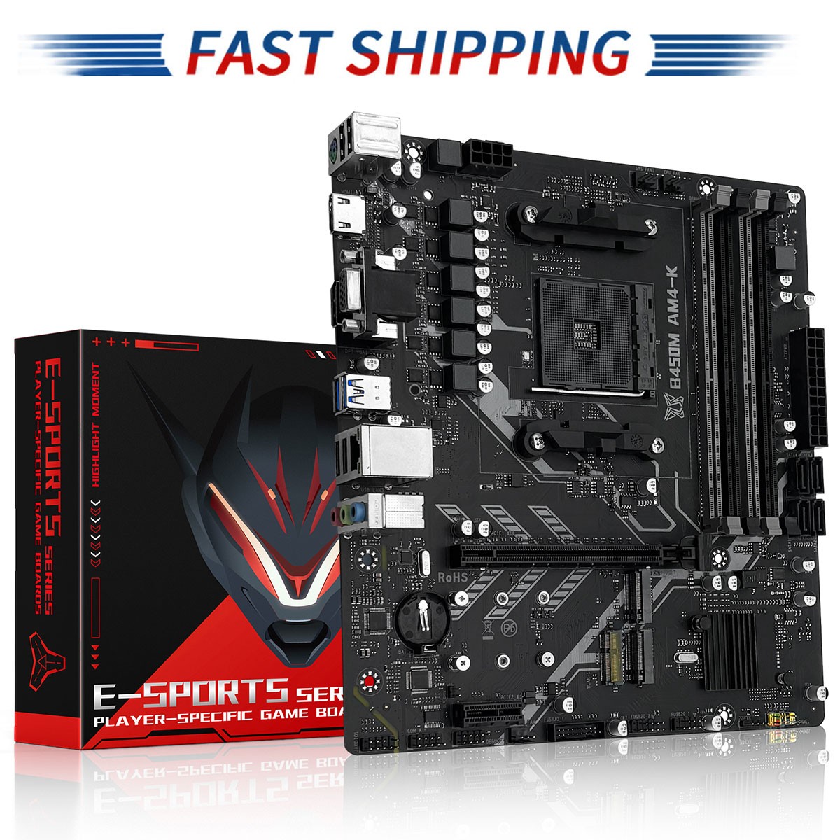 AM4 Gaming Motherboard Micro ATX B450M PCIe 3.0 DDR4, M.2, WiFi M.2, DP/HDMI/VGA