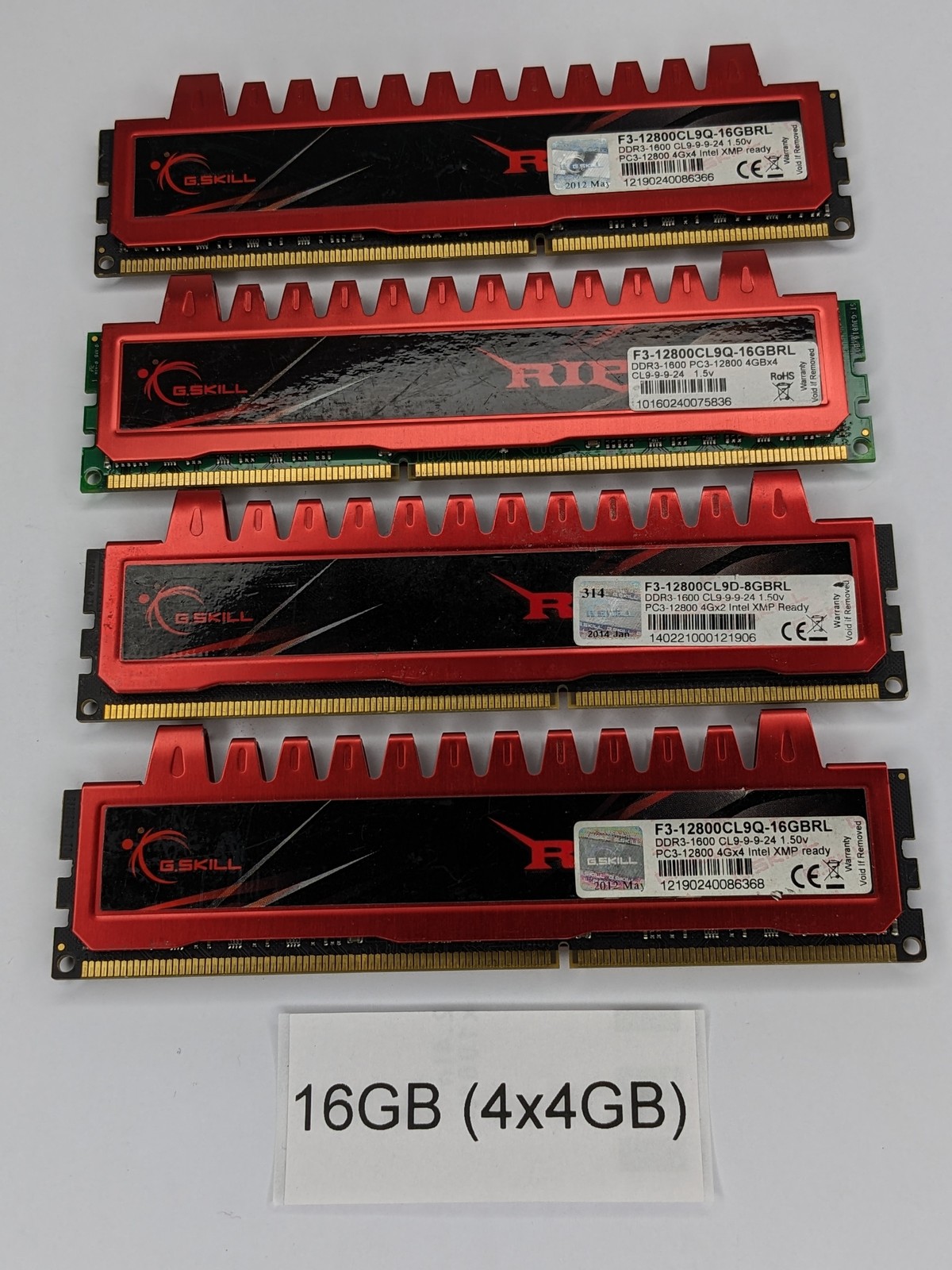 G.Skill Ripjaws F3-12800CL9D-16GBRL 16GB (4x4GB) 2Rx8 1600MHz DDR3 Memory