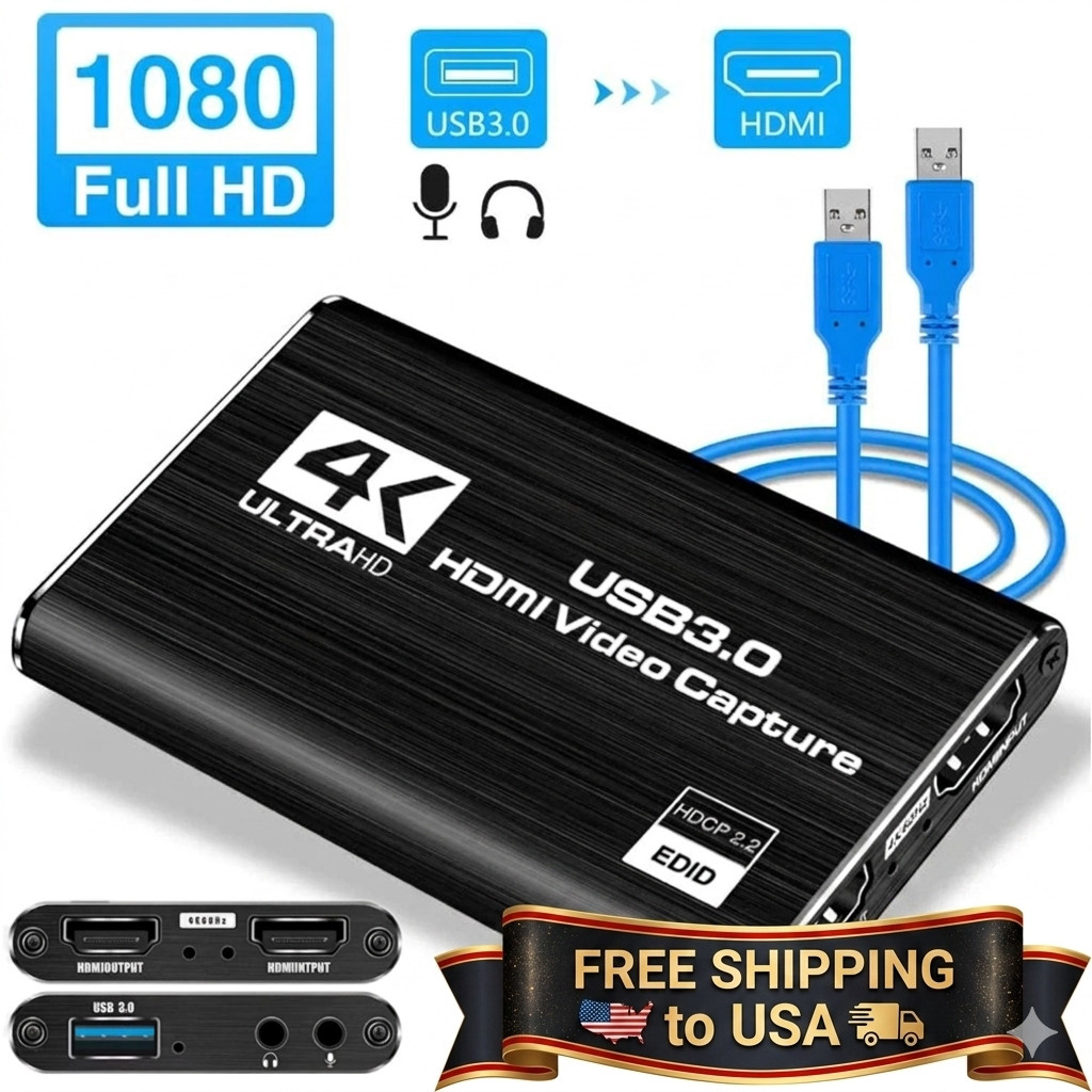 4K Audio Video Capture Card USB 3.0 HDMI Video Capture Device Full HD Recording