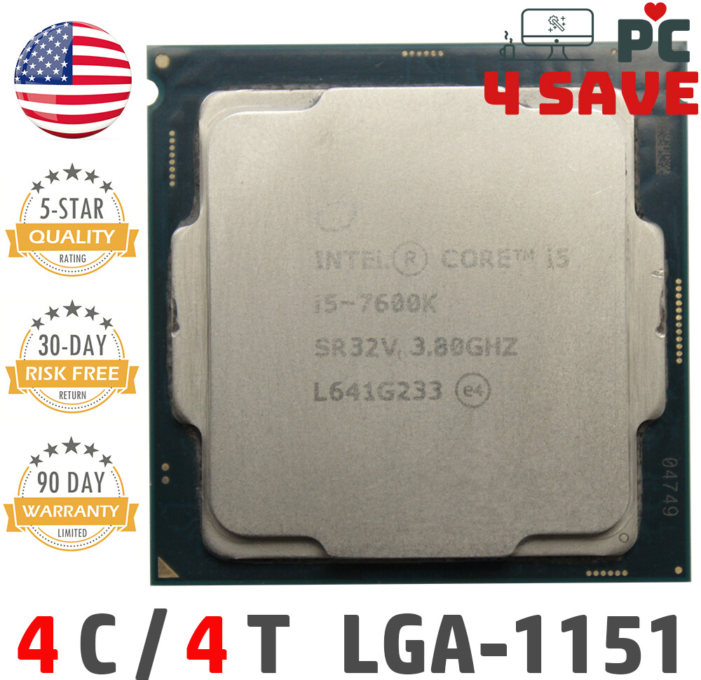 7th Gen Intel Core i5-7600K CPU 3.8 GHz (Turbo 4.2 GHz) 4-Core 6M LGA-1151 SR32V