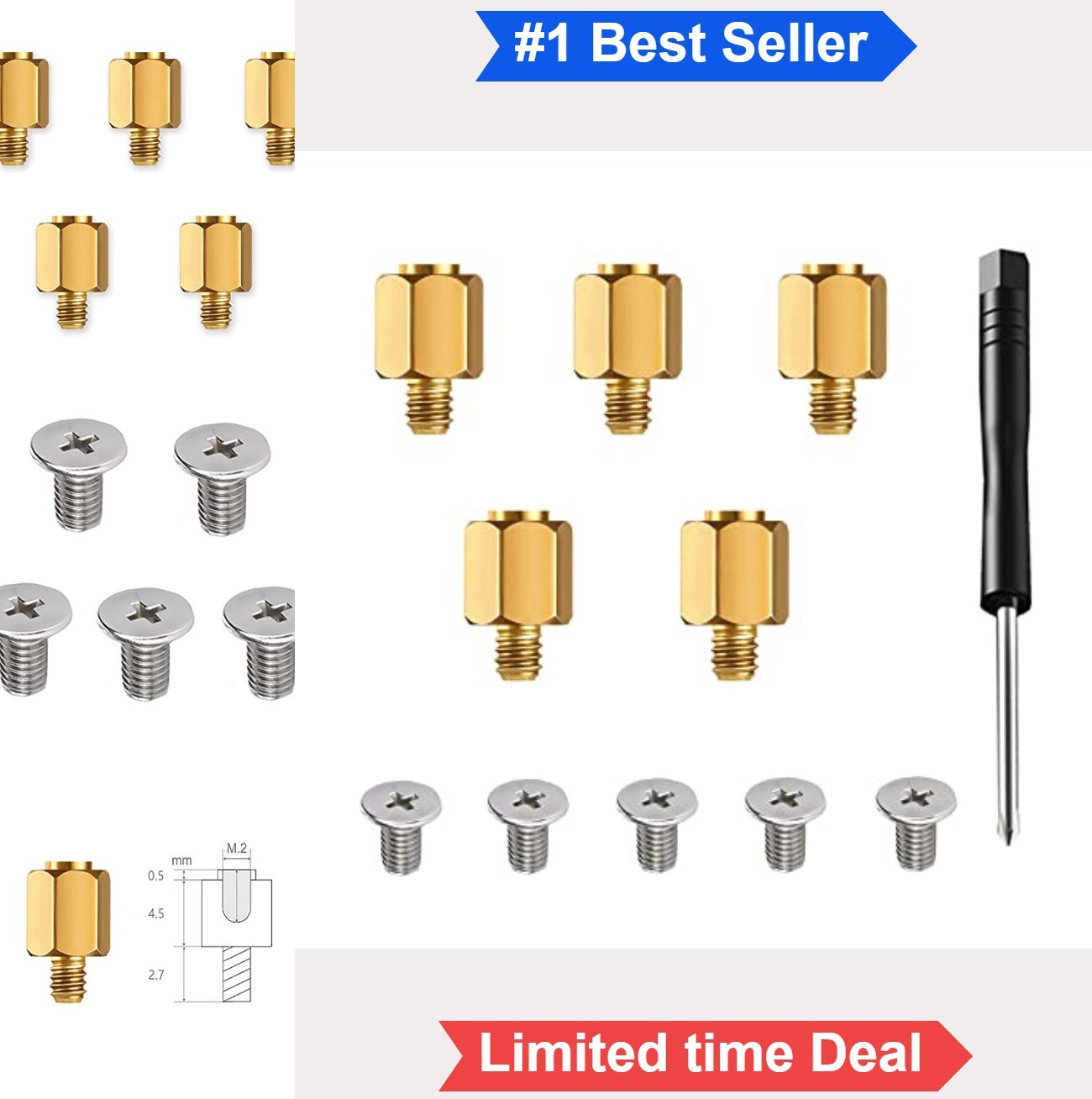 M.2 SSD Mounting Screw Kit Brass M2 Standoff Screwdriver Computer Maintenance