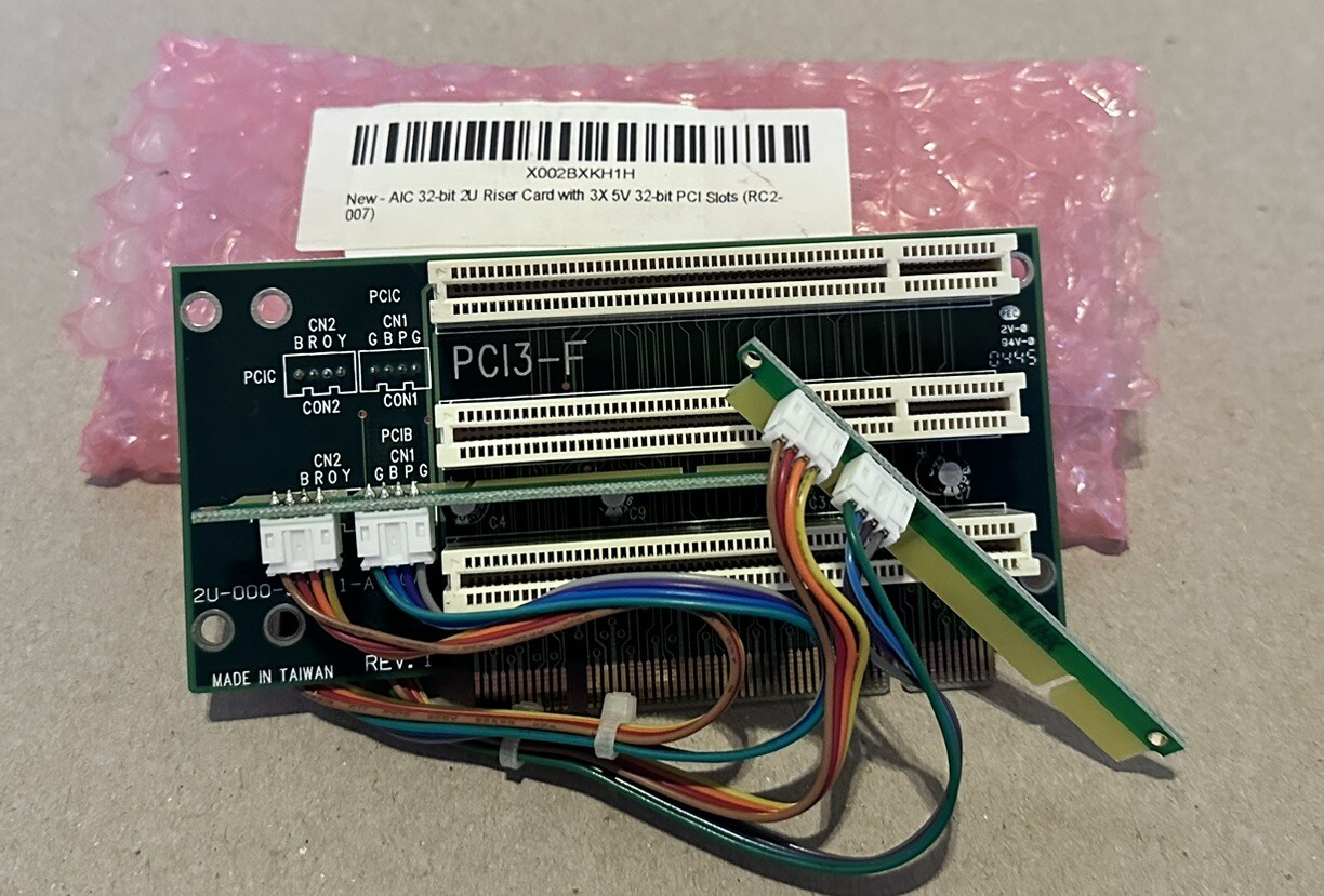 AIC 32 Bit 2U Riser Card With 3X 5V 32 Bit PCI Slots (RC2-007) 3 Slot Single Bus