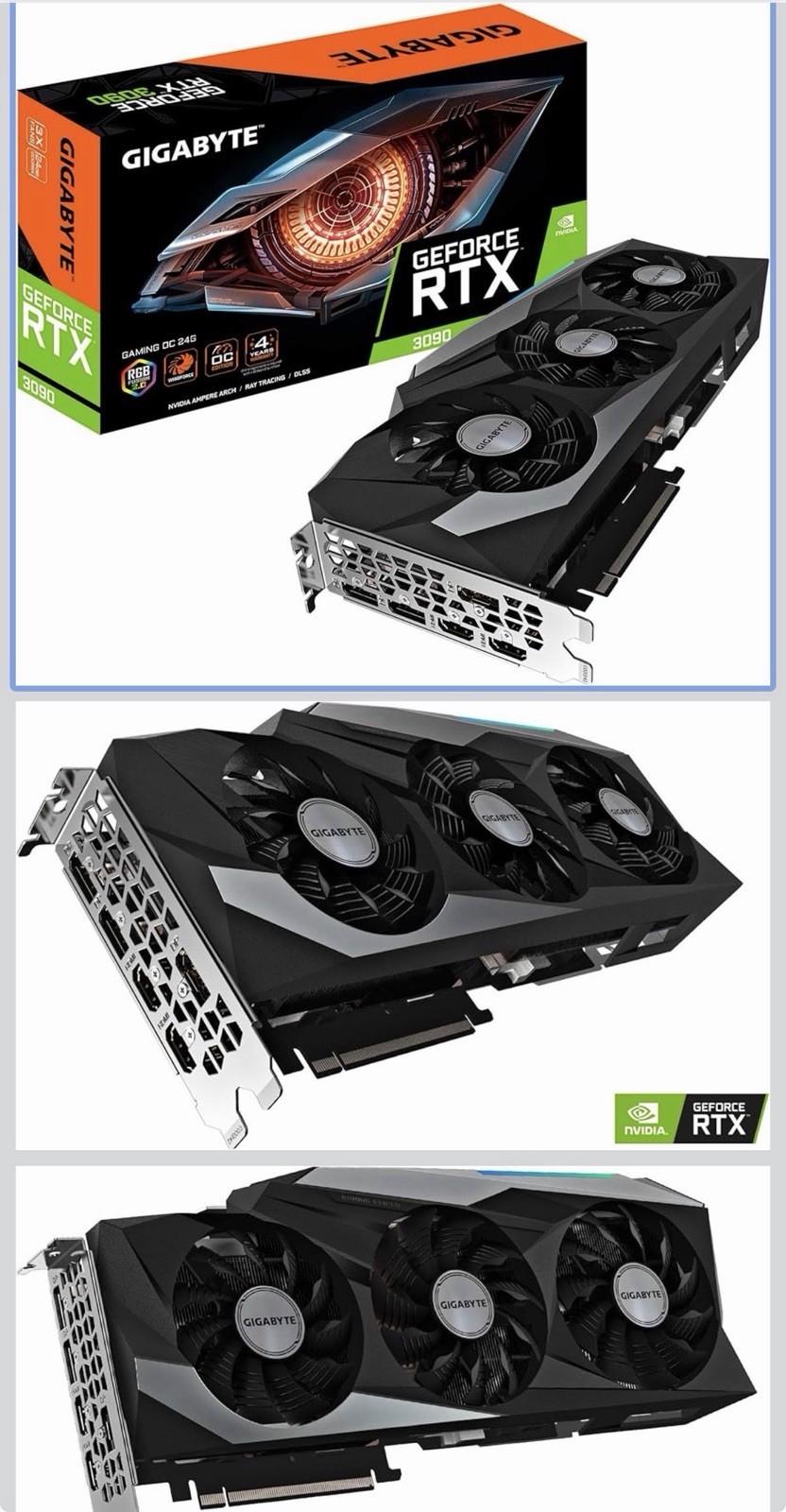 GIGABYTE GeForce RTX 3090 , 24GB 384-Bit GDD GV-N3090 GAMING OC-24GD Video Card