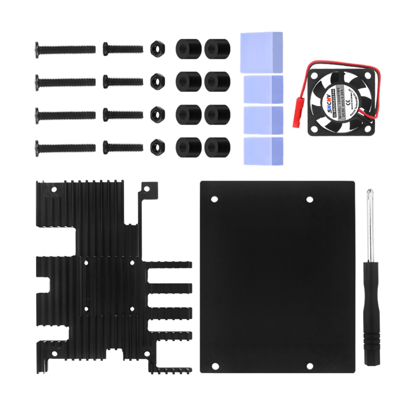 Housing Case+Cooling Fan Active Passive Radiator/Heatsink For Orange Pi 5 Plus F