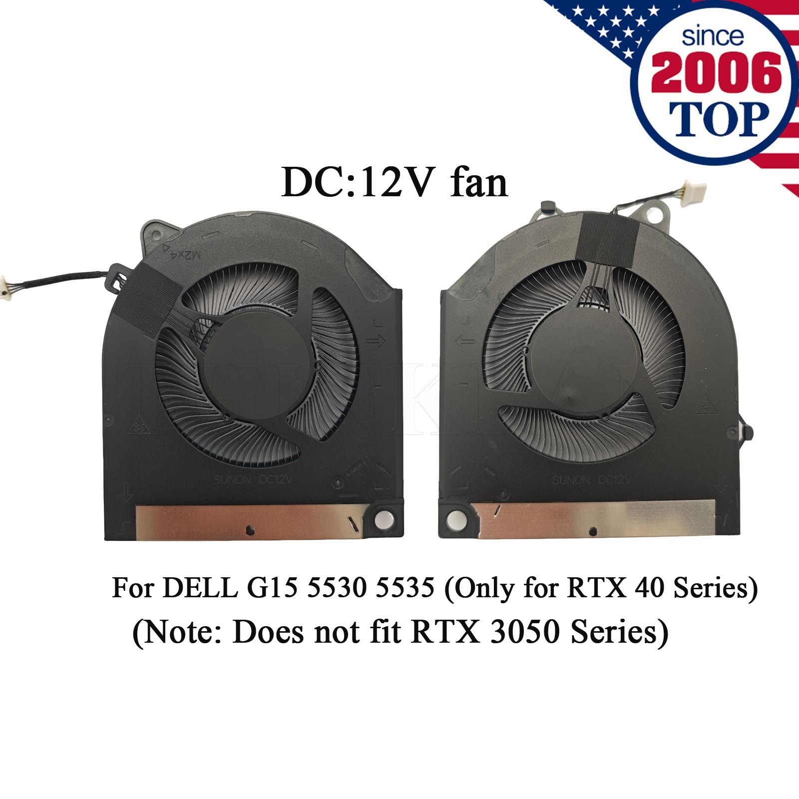 12V New CPU + GPU Cooling Fan for DELL G15 5530 5535 (Only for RTX 40 Series)