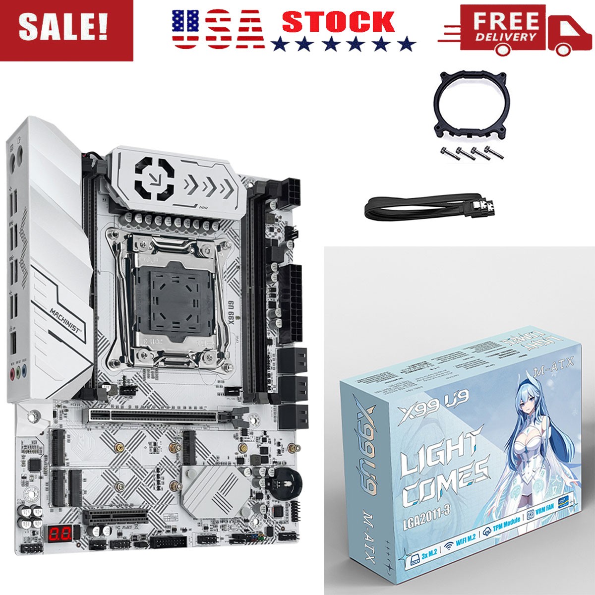 X99 U9 Motherboard DDR4 LGA 2011-3 M-ATX NVMe M.2 WIFI M.2 with TPM 2.0 slot