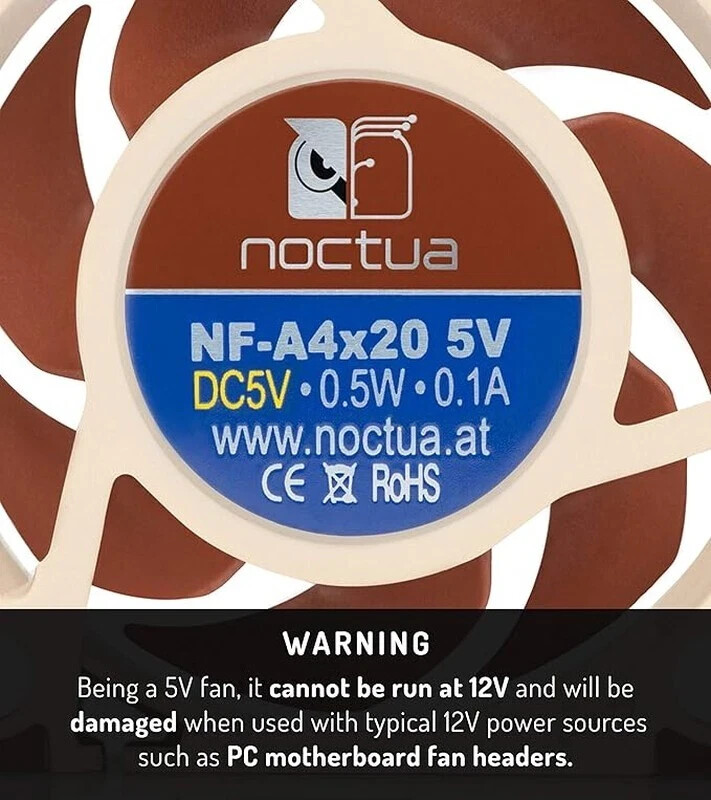Noctua NF-A4x20 5V, PWM Premium Quiet Fan, 3-Pin, 5V Version (40x20mm, Brown)