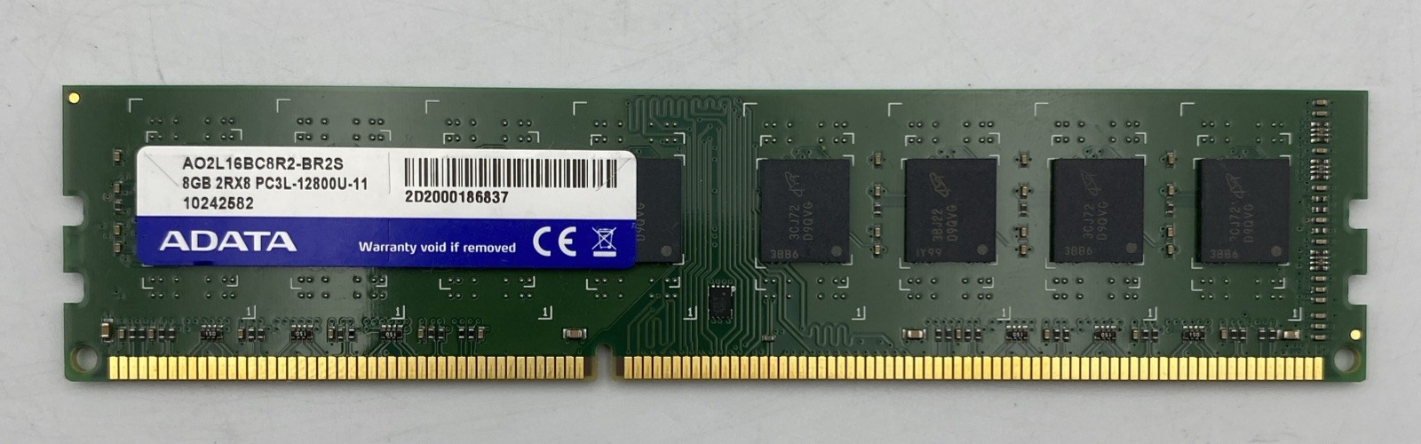 ADATA 8GB (2Rx8) PC3L-12800U DDR3L-1600 Desktop Ram Memory P/N: AO2L16BC8R2-BR2S