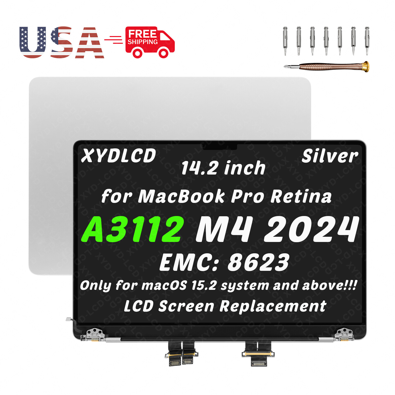 14.2in for MacBook Pro A3112 M4 2024 EMC 8623 MW2W3 MW2X3 MXCM3 MXCN3 LCD Screen