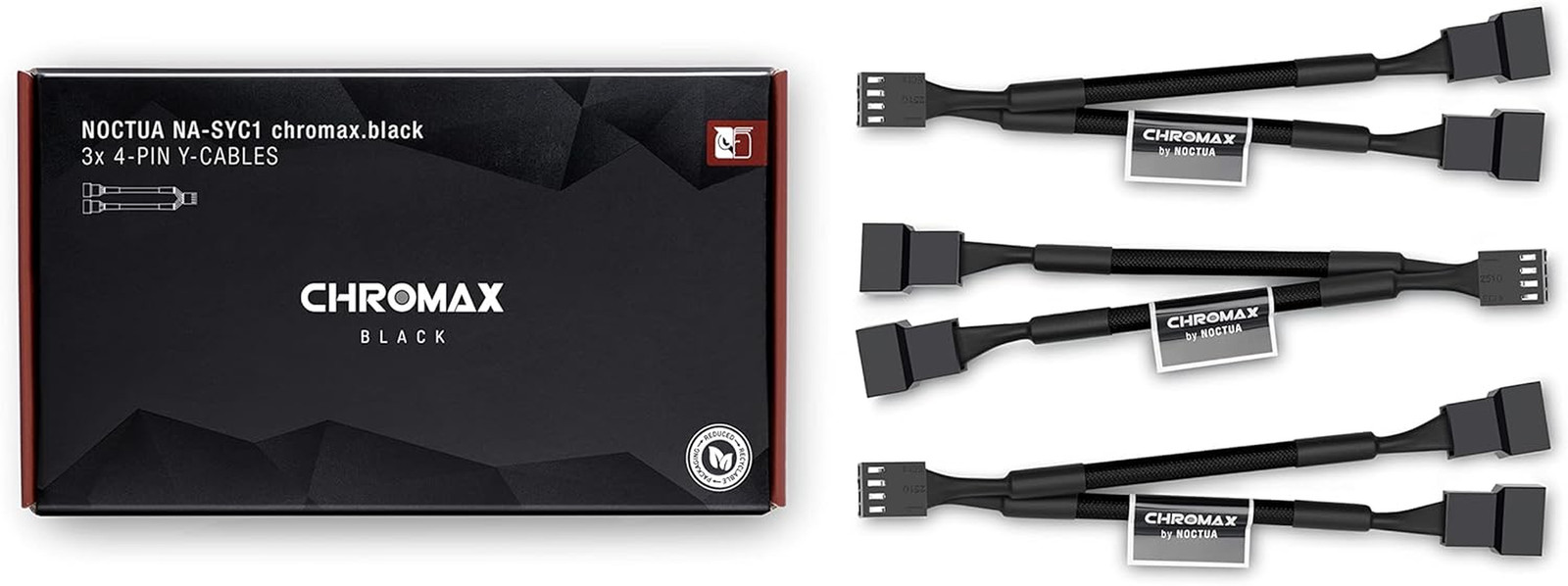 NA-SYC1 Chromax.Black, 4 Pin Y-Cables for PC Fans (Black)