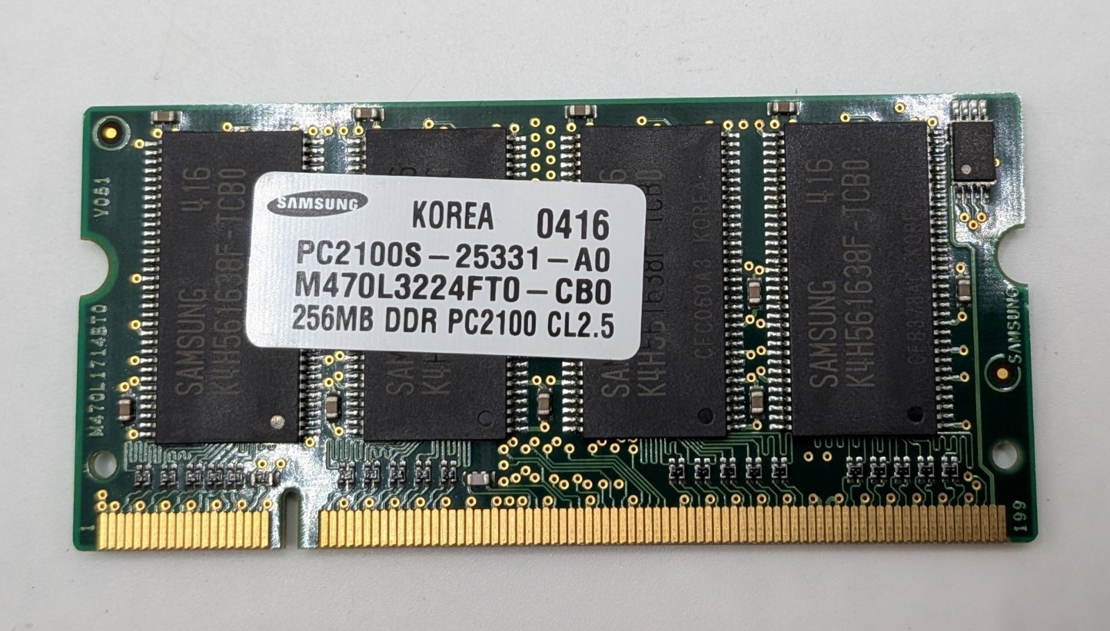 Samsung 256MB PC2100 266MHz DDR SDRAM 200 Pin SO-DIMM CL2.5