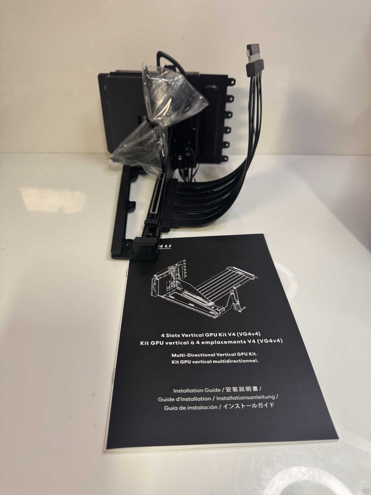 Lian Li VG4v4 4-Slot Vertical GPU Bracket Mount Kit w/ PCIe5.0 Riser Cable Black