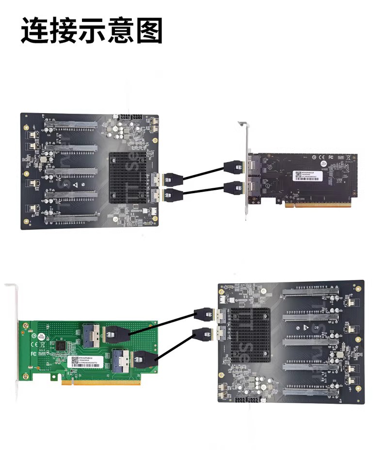 PLX88096 PCIe 4.0 Multi-GPU 5-Slot Expansion Backplane Adapter Card