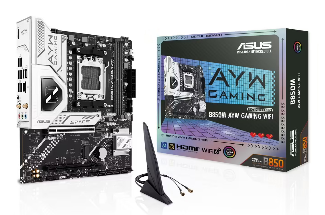 ASUS B850M AYW GAMING WIFI M-ATX AMD AM5 ARGB Wi-Fi 6 support 8400+ MT/s.