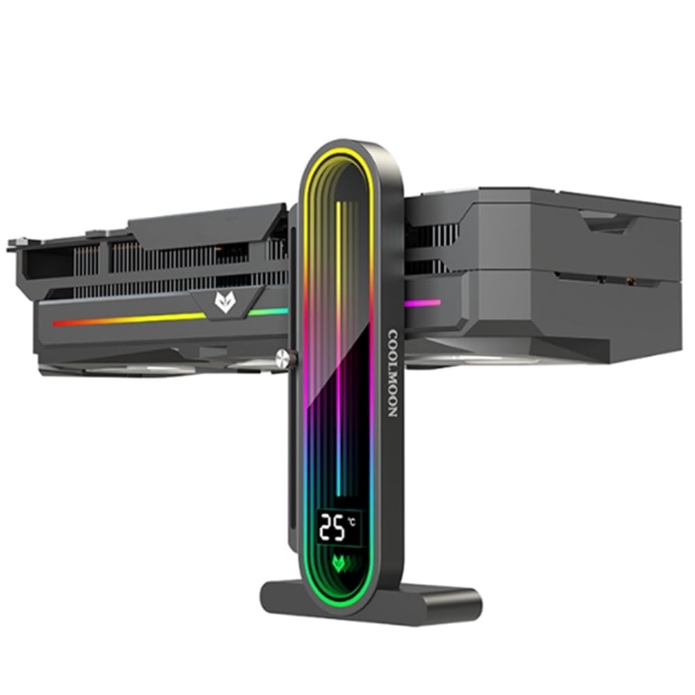 Height Adjustable RGB GPU Stand with Temperature Display, 5V 3PIN Video Card …
