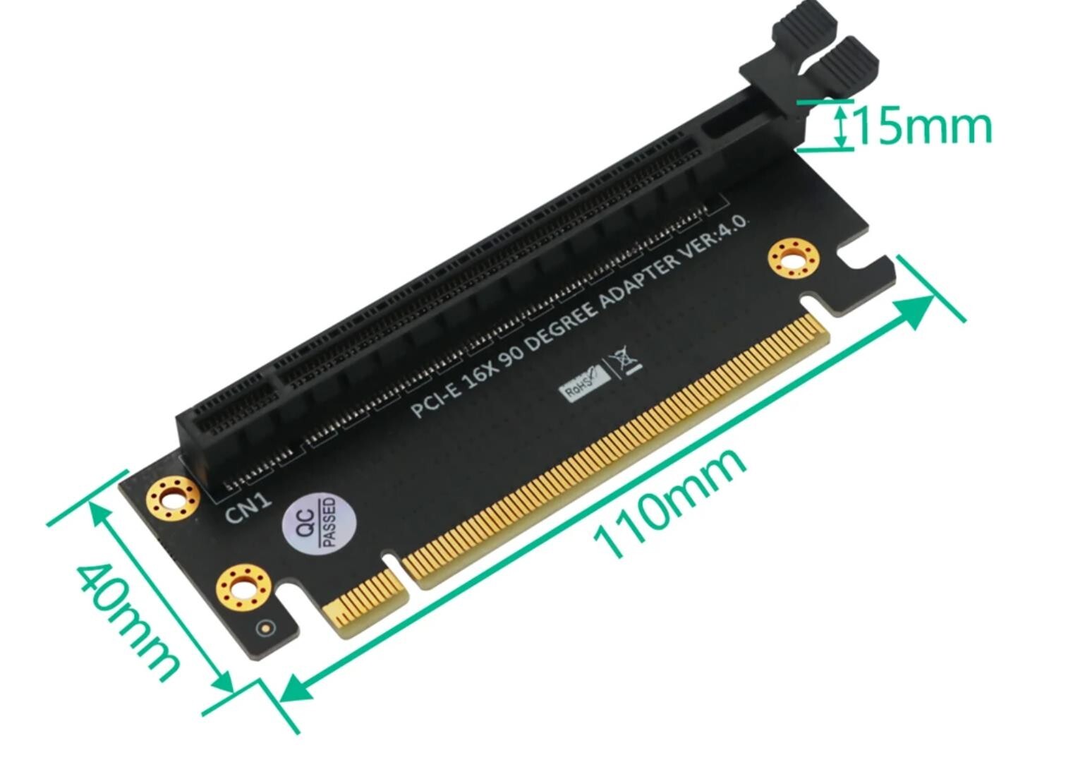 PCI-E x16 Ver4.0 Right-angle 90degree Card PCIE 4.0 Riser adapter (Height-4cm)