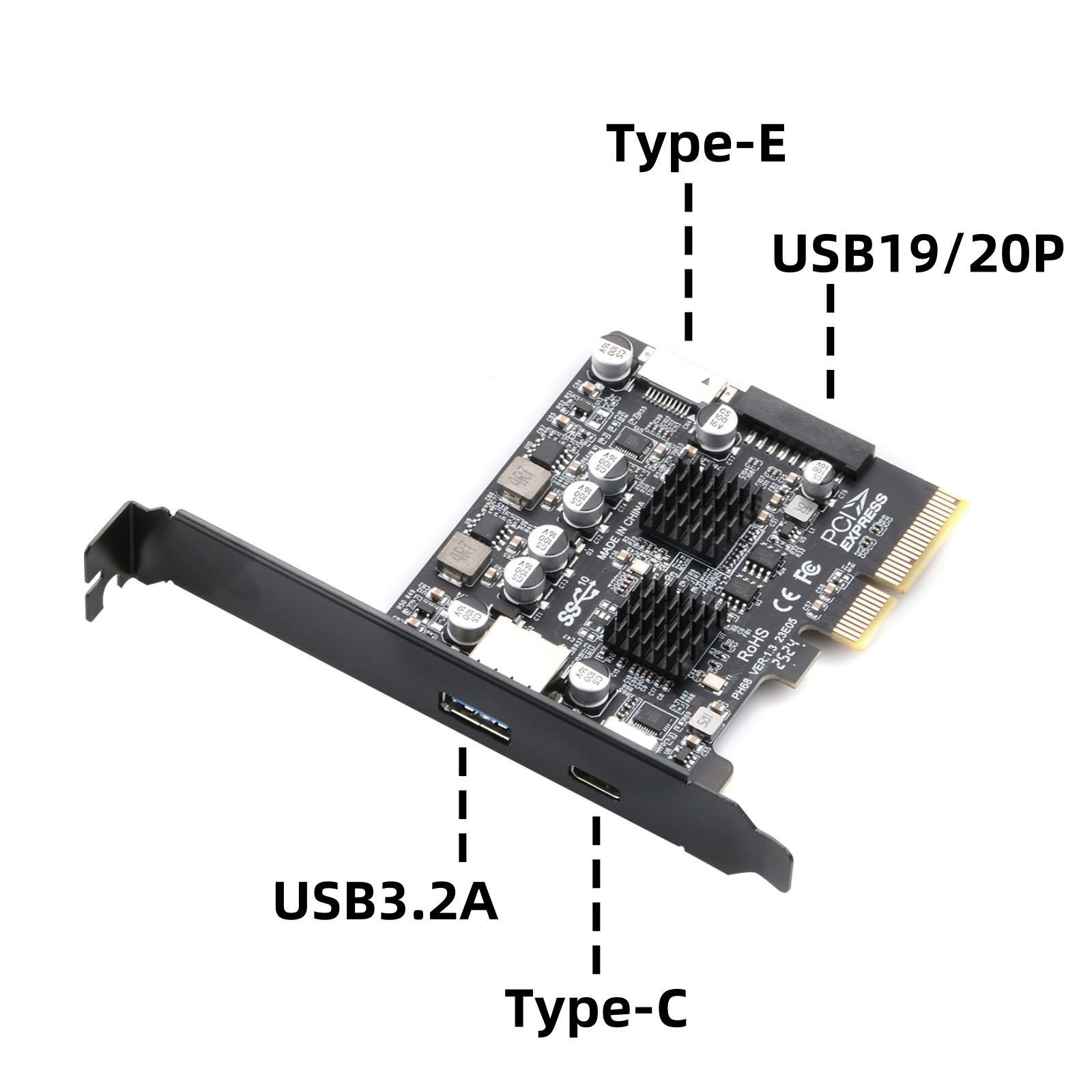 PCI-E X4/X8/X16 USB 3.2 Gen2 Expansion Card Compatible USB1.1 2.0 3.0 3.1 3.2