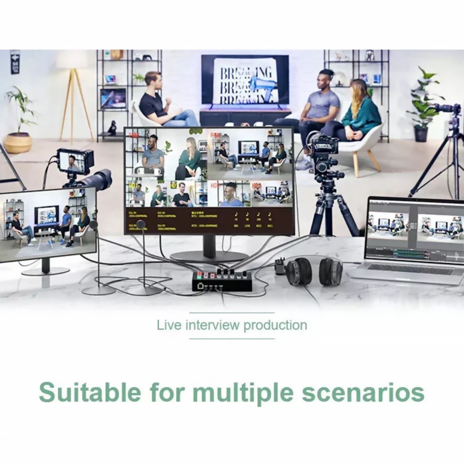 1*HDMI Video Switcher Mixer Support Multiple Camera Live Streaming OSD PIP MIC