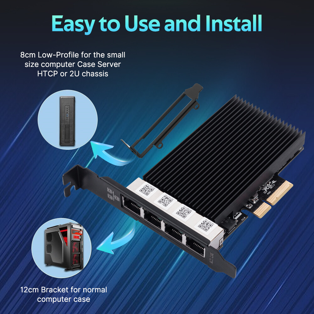 Intel I226 Quad Port 2.5Gbps PCIe RJ45 Gigabit Ethernet Network Adapter Server