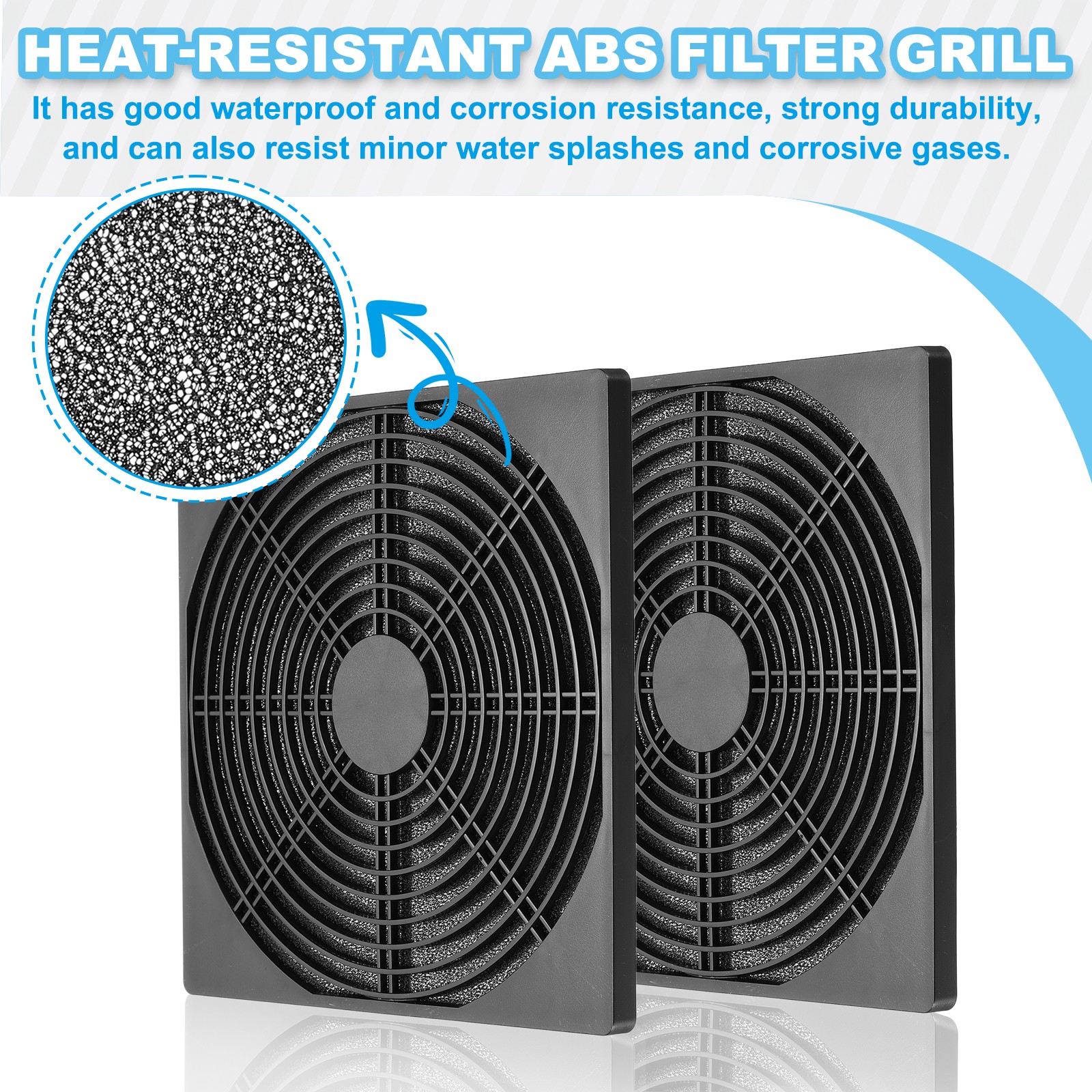 3Pcs 200mm Fan Filter Grill Plastic Ventilation Grill Cover with Screws Black