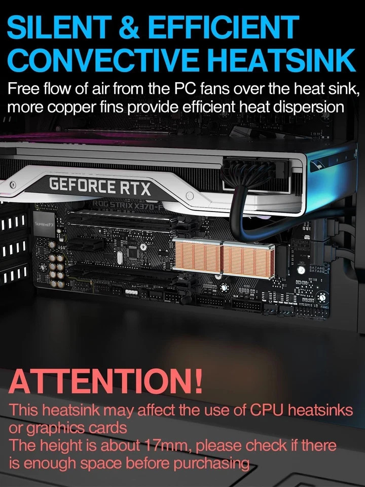 Copper M.2 HeatSink, Passive Nvme SSD Heatsinks with Copper Fins – Finscold Q80