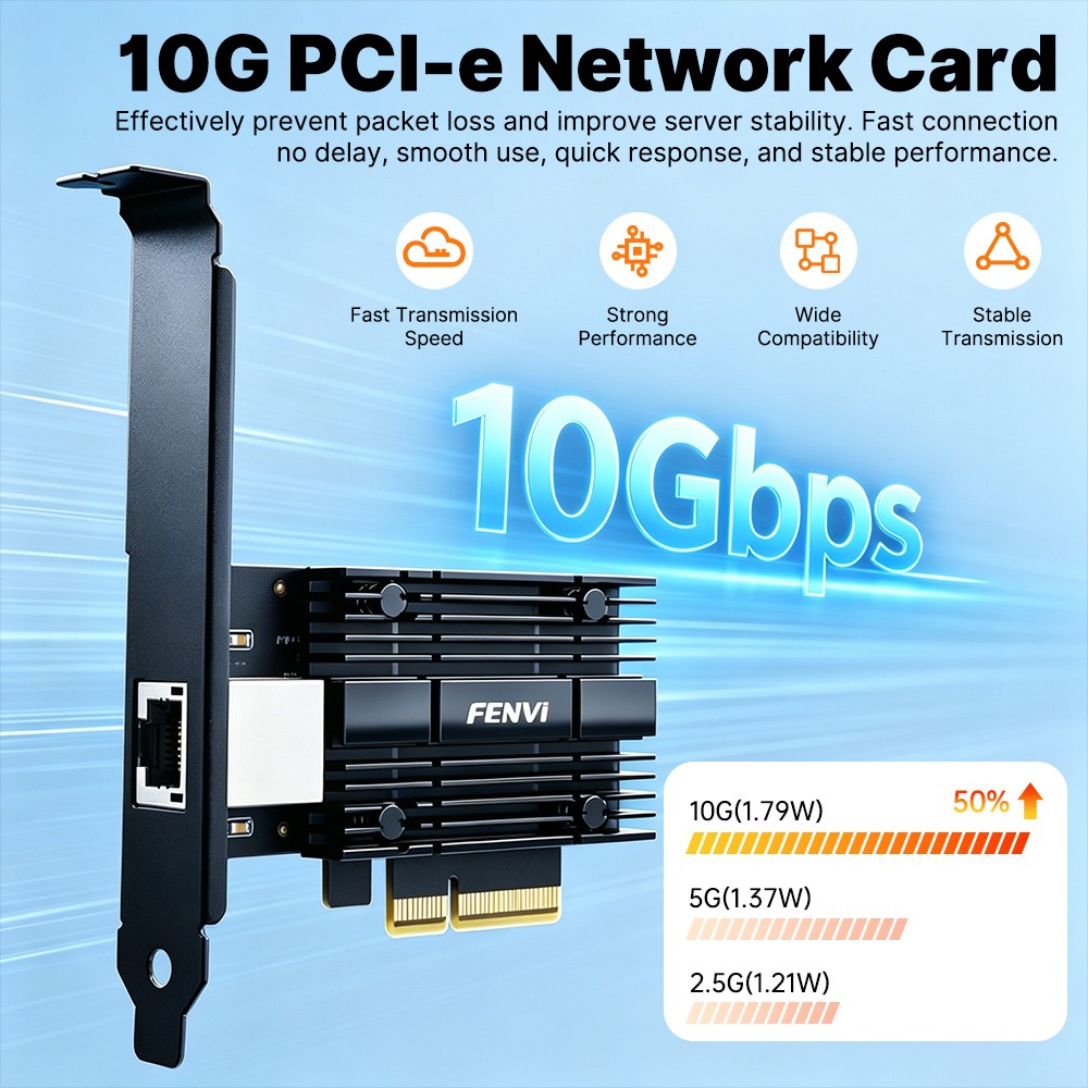 Realtek RTL8127 10Gbps PCIe x4 Ethernet Adapter Single RJ45 10 Gigabit LAN Card