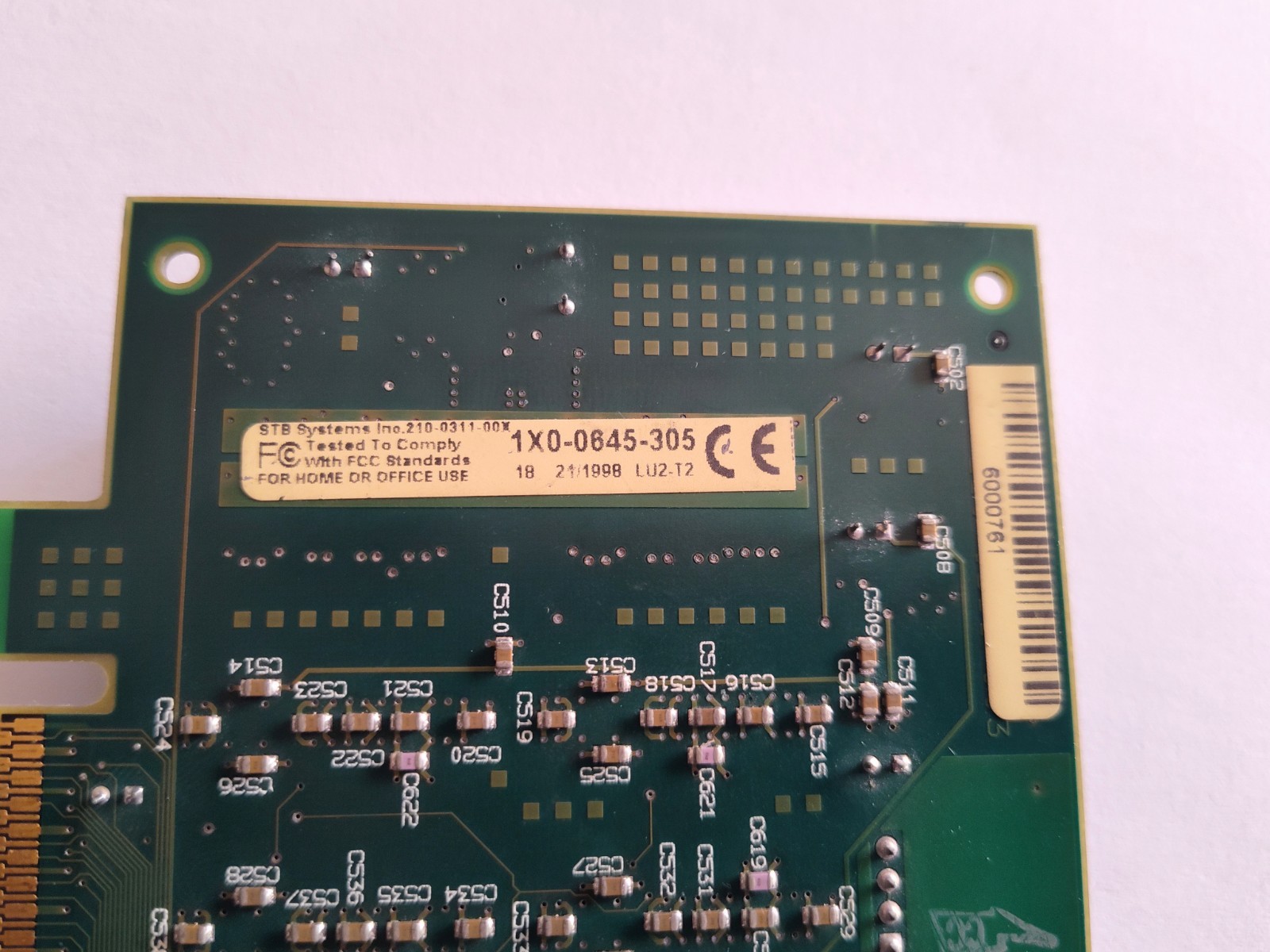 STB Systems Video Graphics Card 1X0-0645-305 Nitro DVD 1.8 AGP VGA 1998 Rev C