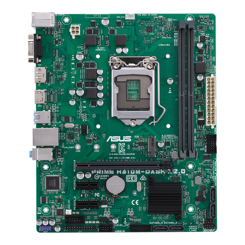ASUS PRIME H310M-Dash R2.0 8th gen LGA-1151 DDR4 PC with I/O Shield