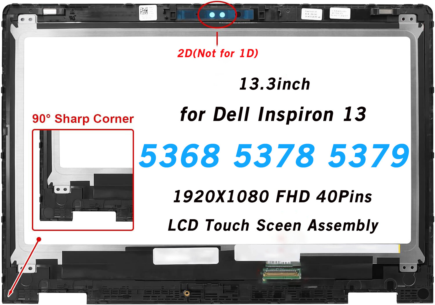 13.3″ LCD Screen Assembly B133HAB01.0 for Dell Inspiron 13 5378 P69G001 V4448