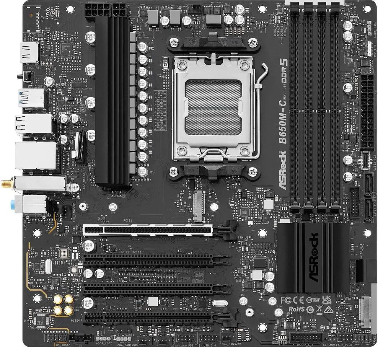 ASRock B650M-C AMD AM5 B650 MicroATX M.2 Desktop Motherboard – DDR5