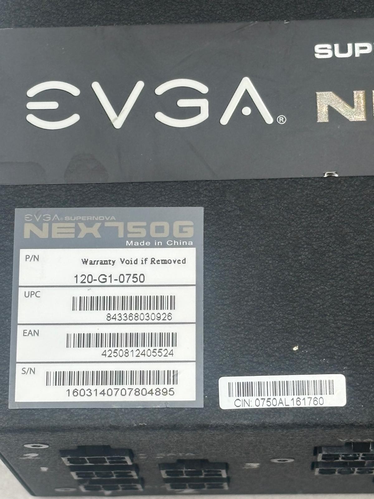 EVGA Supernova NEX750G 750W ATX Modular Power Supply 80 Plus Gold