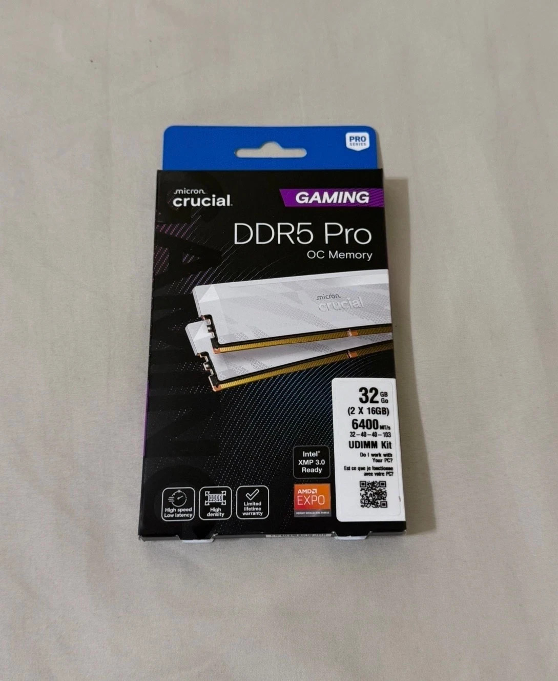 Crucial Pro Overclocking 32gb – 2X 16GB DDR5 6400 PC5-51200 CL32 RAM – WHITE