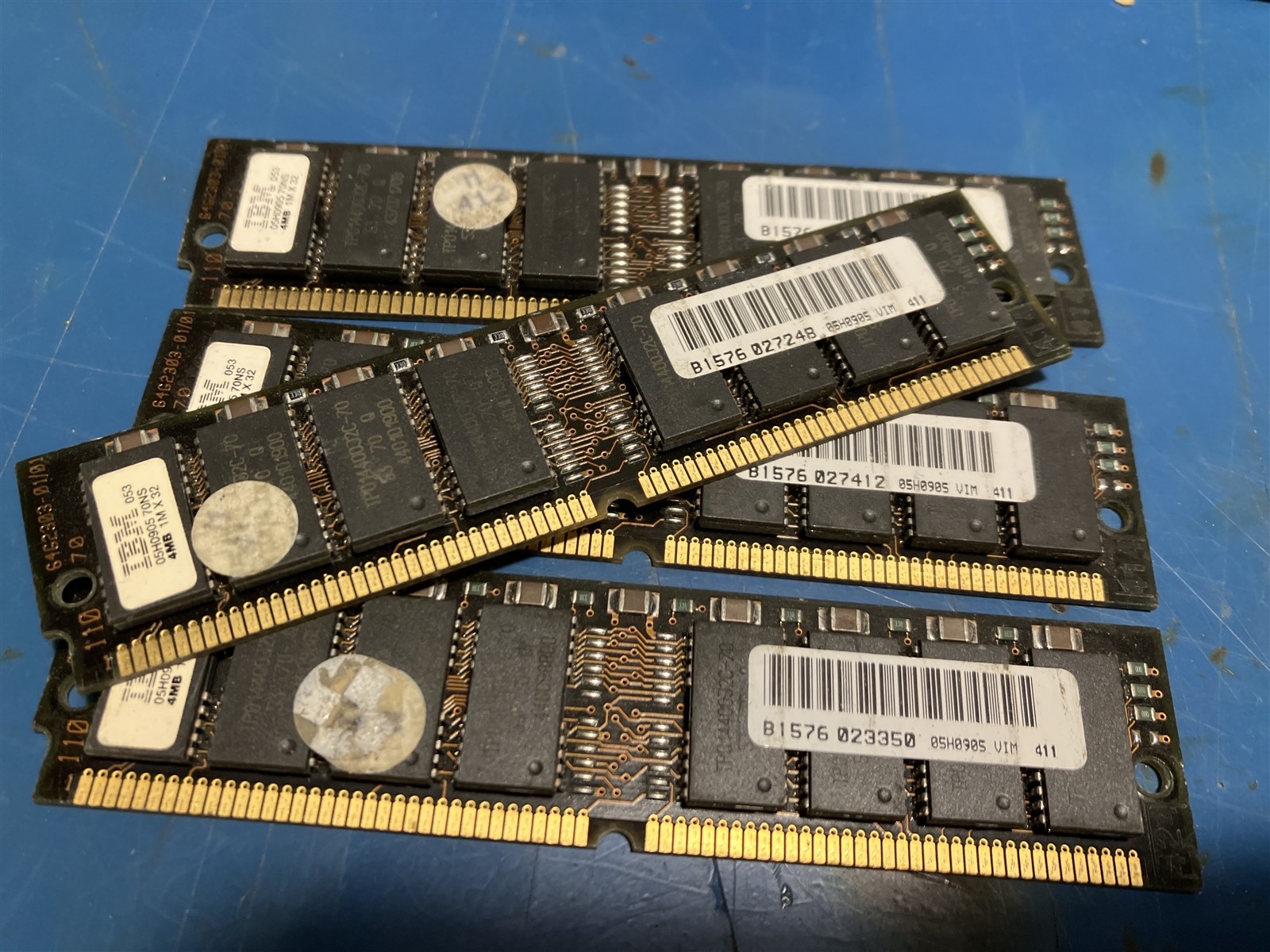 4x 4MB IBM 1Mx32 1×32 FPM Fast Page Mode SIMM Memory RAM 72-Pin 16MB 70ns