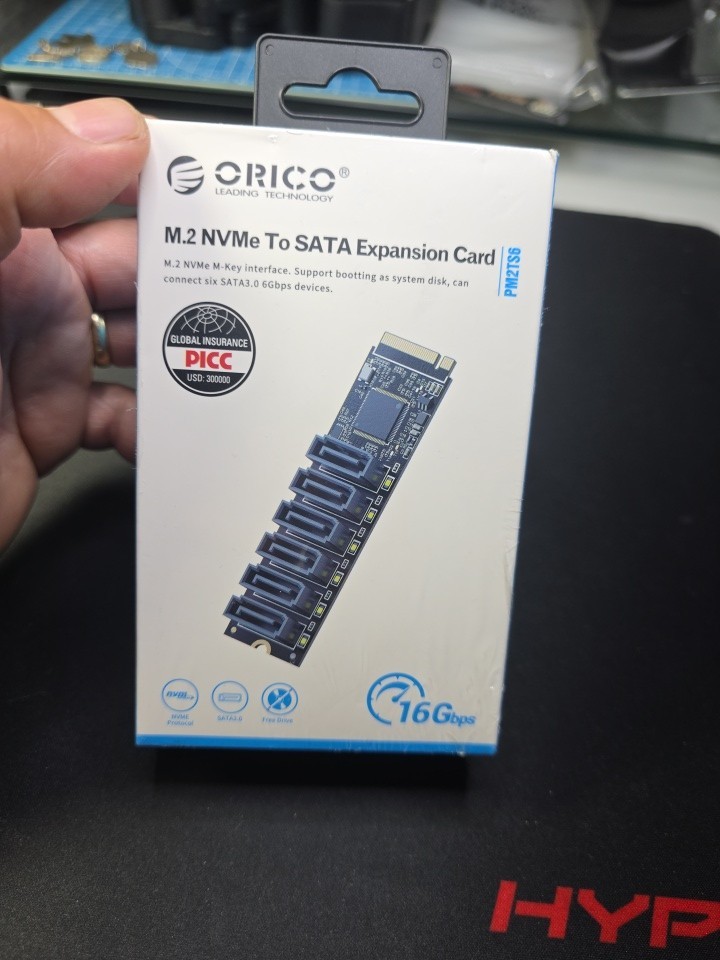 ORICO PCIe Gen3 M.2 M Key to 6 Ports SATA 3.0 Adapter Card 16G Expansion Card
