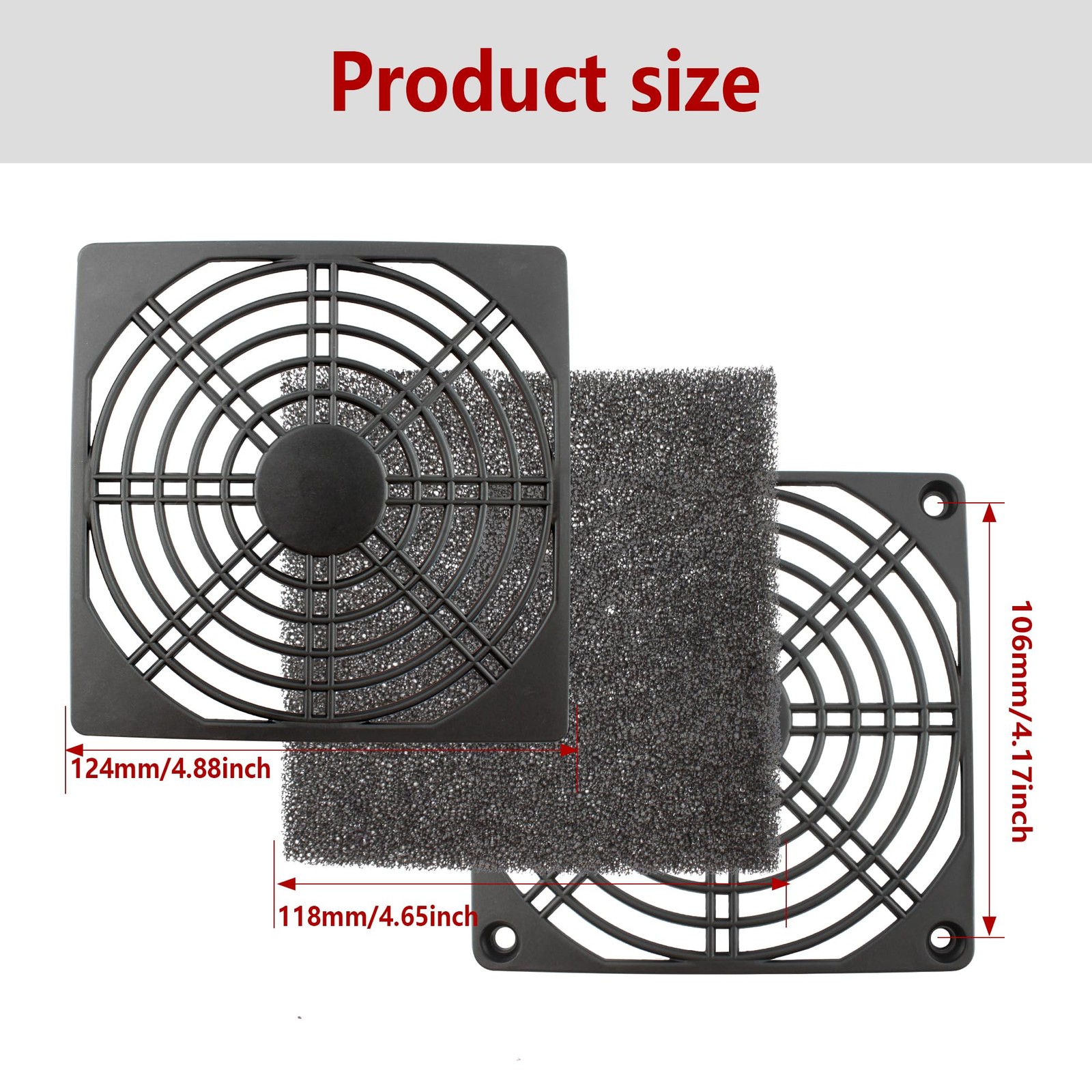4 Pcs 120mm Black Square Plastic Cooling Fan Filter Cover, Dust Screen for Fi…