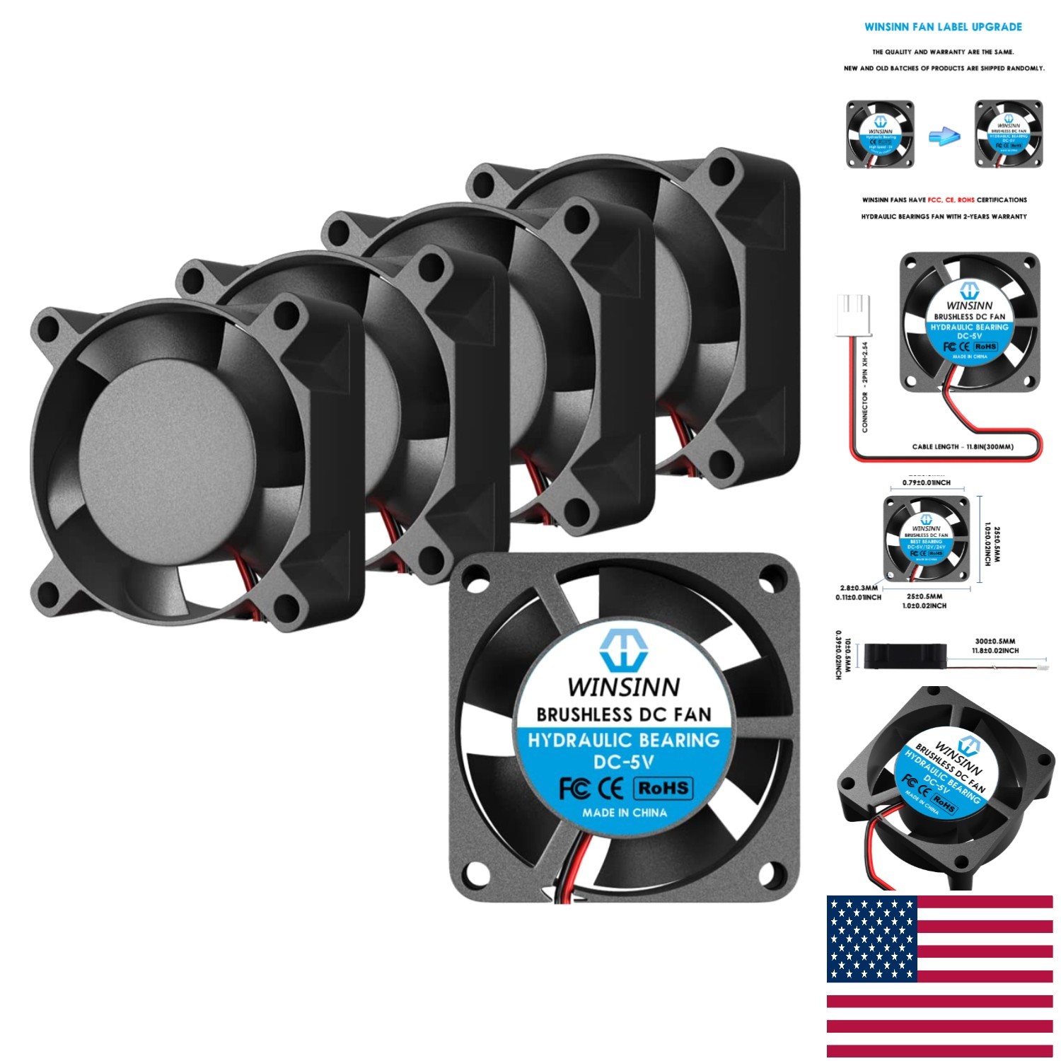 Hydraulic Bearing 25mm Cooling Fan 5V – Silent 11000 RPM, Ideal for Printers