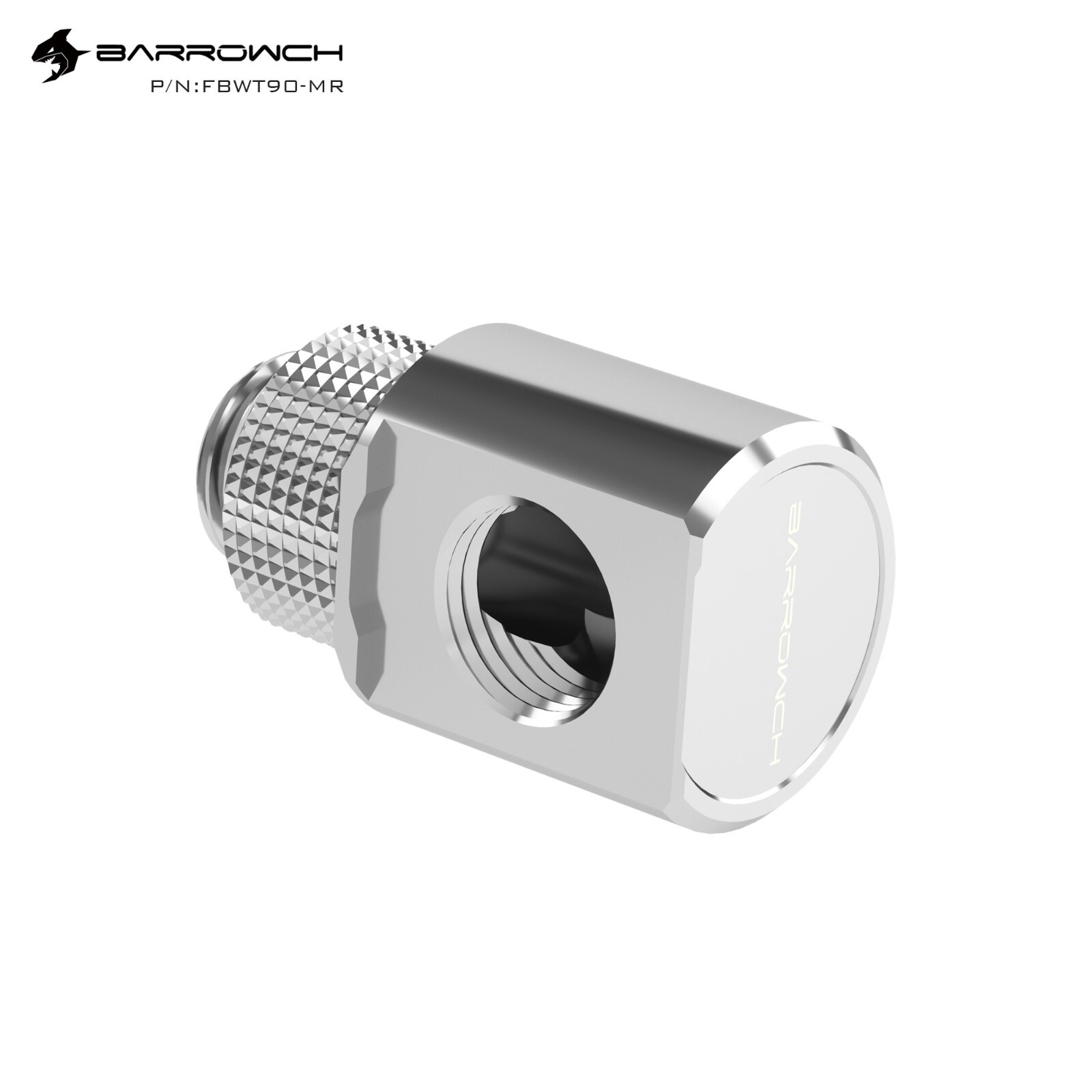 BARROWCH 90° Rotary Adapter Fitting – Shiny Silver – Nickel Plated H59 Brass