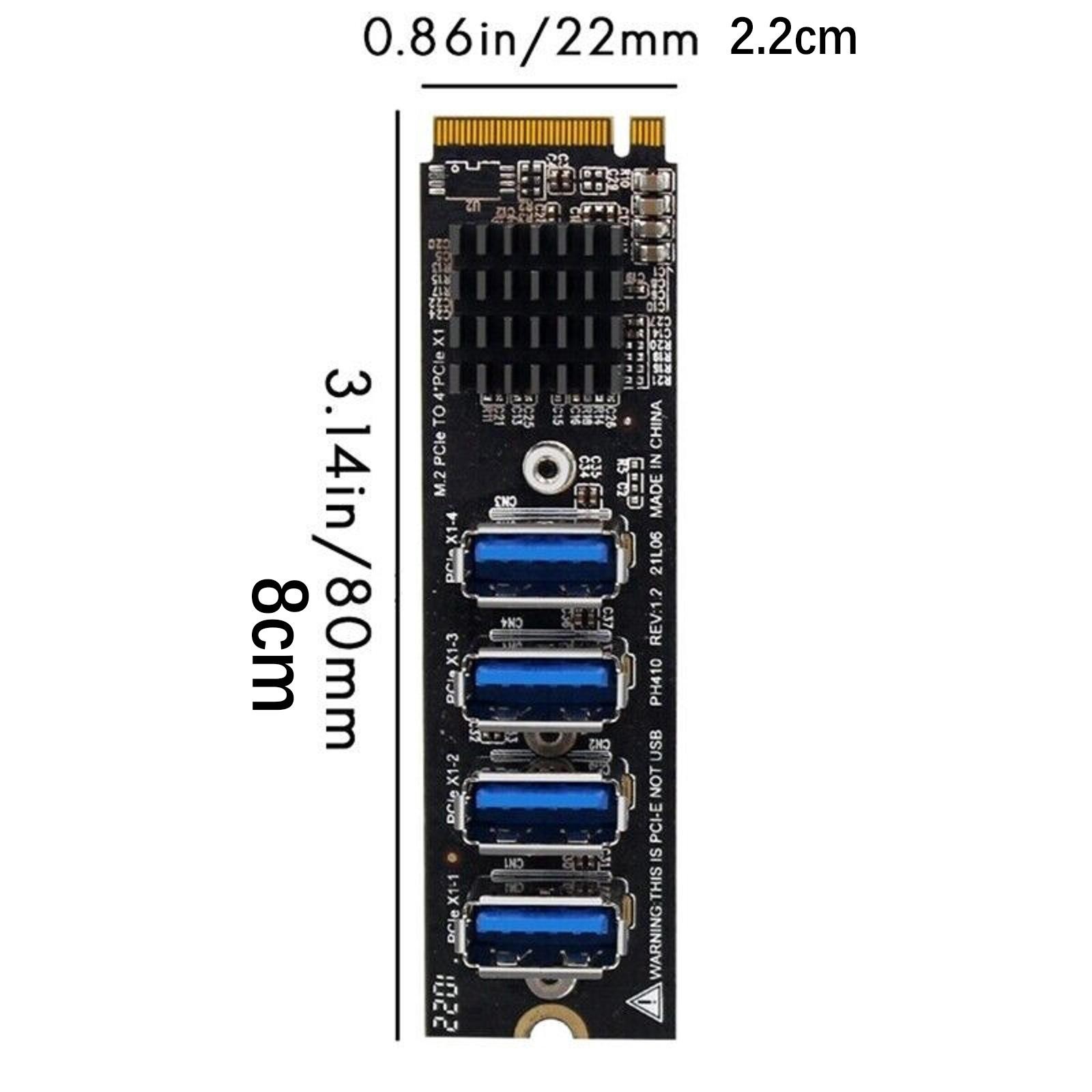4 Ports USB 3.0 PCI-E Riser Card M.2 M to PCIE Extender Riser Expansion Card t