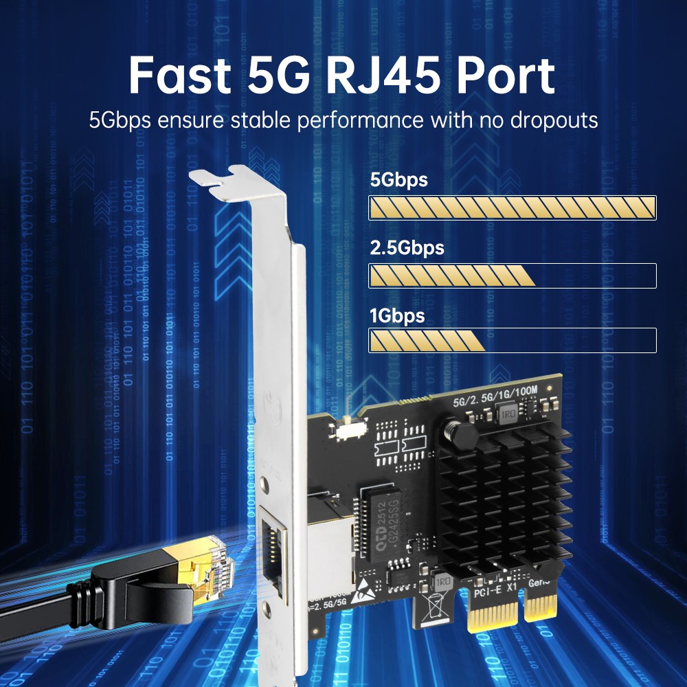 5Gb Base-T Network Card RTL8126 Controller 5Gbe RJ45 Port NIC Card Windows 10/11