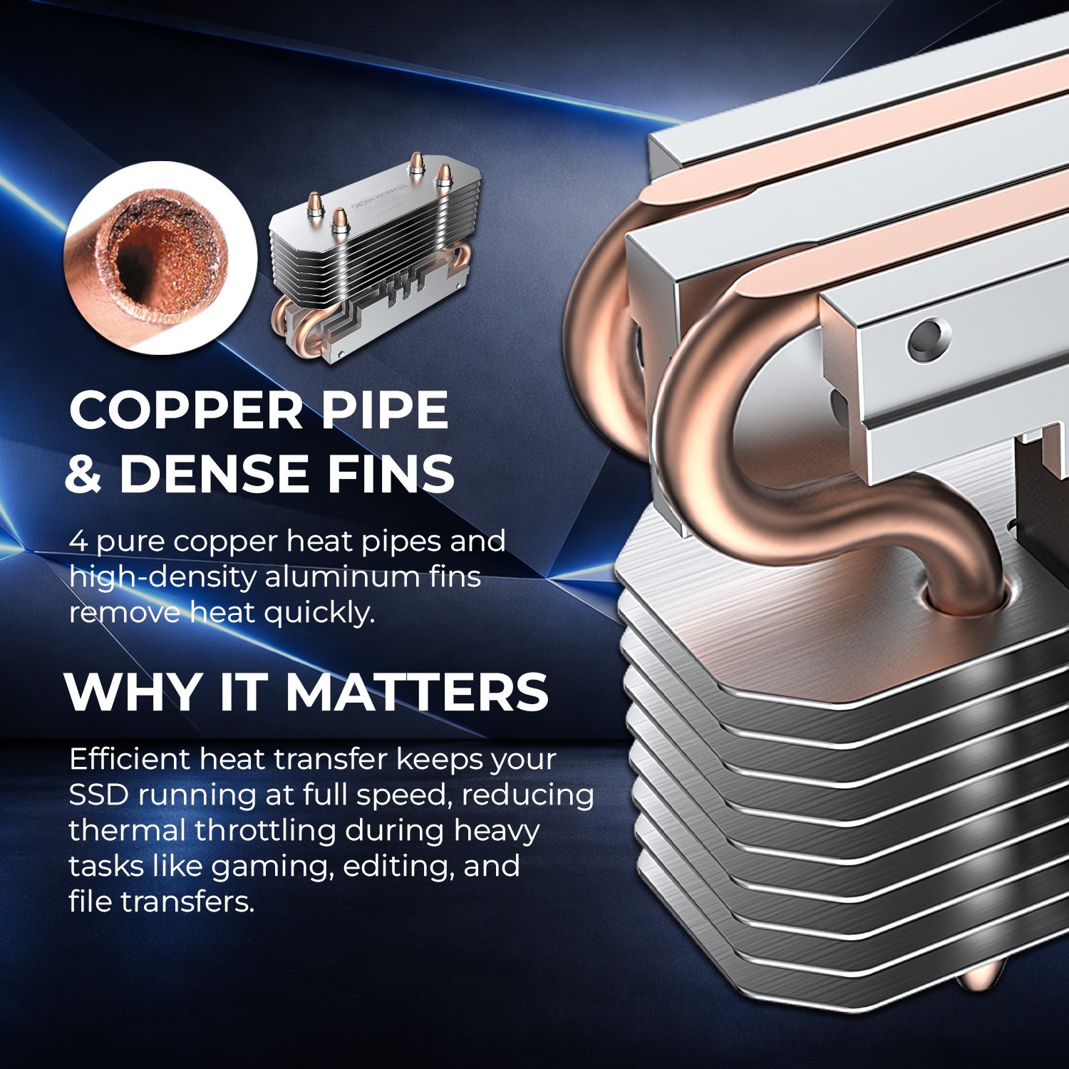 Titanium Micro Nitro Pro M.2 NVMe Heatsink, 2280 Dual Cooler Heatsink with 30mm