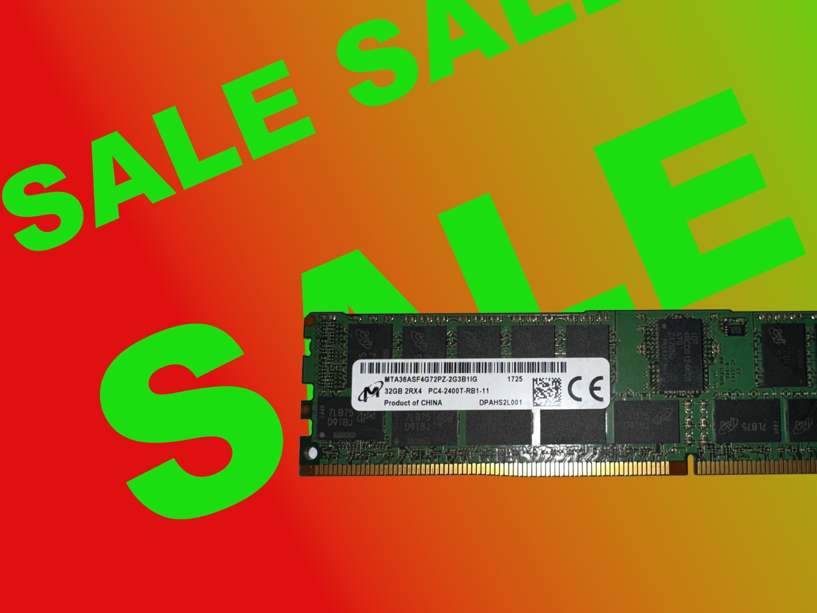 4 x 32GB = 128GB Micron 32GB DDR4-2400 ECC RDIMM 2Rx4 PC4-19200 MTA36ASF4G72PZ-2