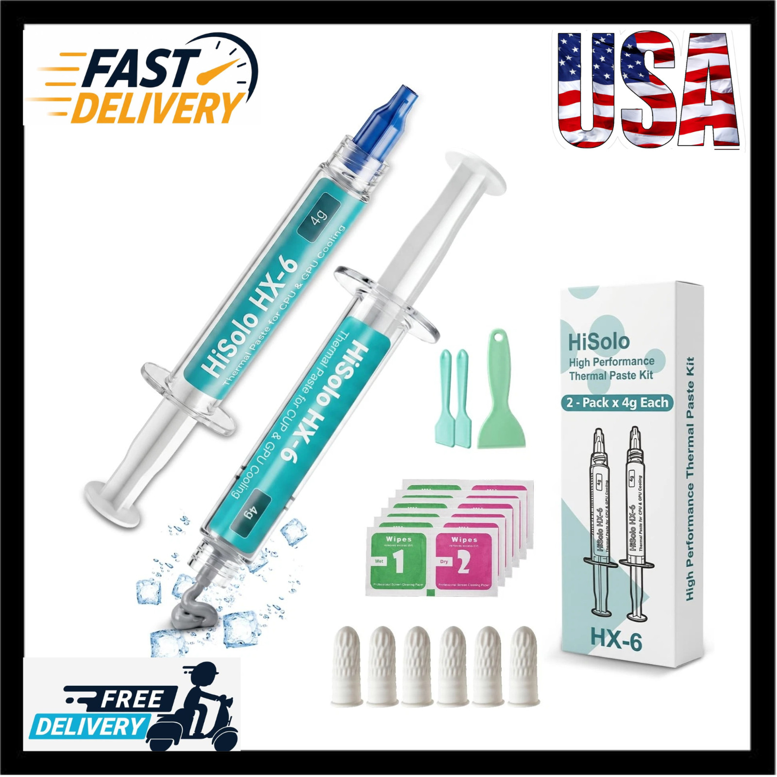 Premium Performance Thermal Paste CPU GPU PC Grease HiSolo HX-6 4 g 2 (PACK)