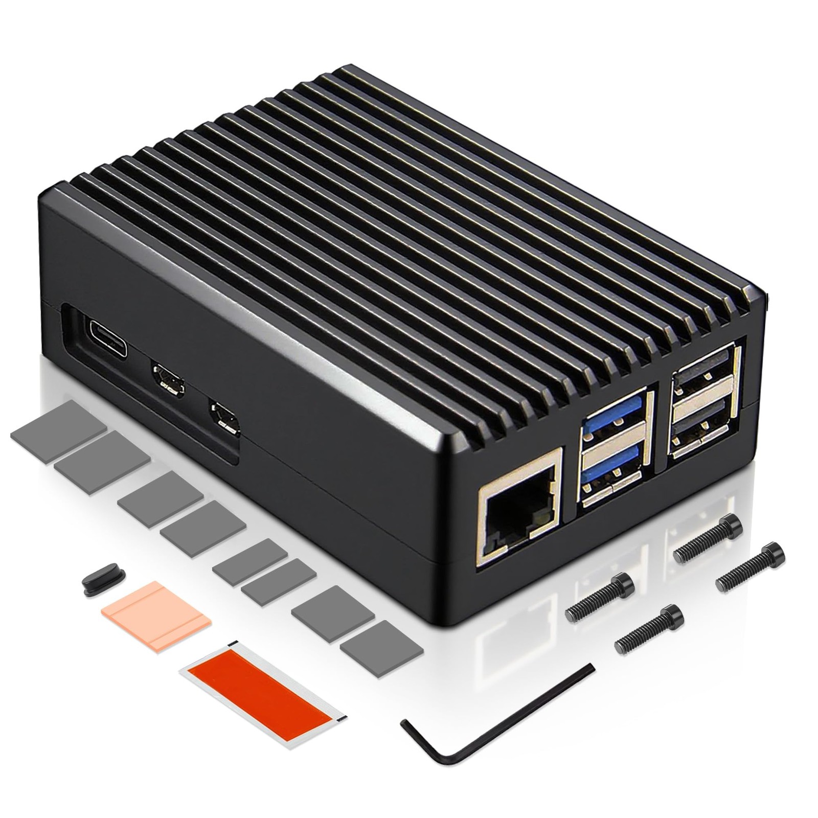 P573 Aluminum Case for Raspberry Pi 5, Fanless HeavyDuty Passive Cooling Armo…